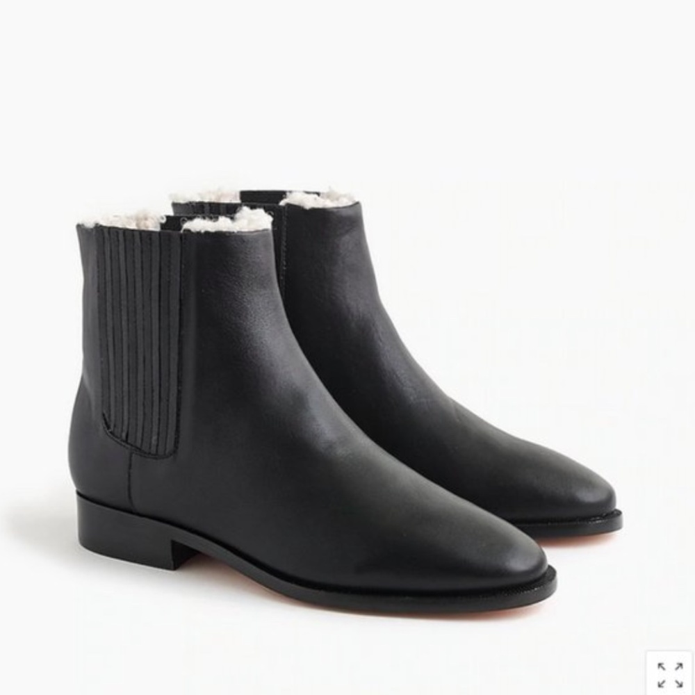J.Crew Sherpa-lined Chelsea Leather Boots 5.5 NEW